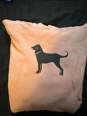 The Black Dog Peach Sweatshirt with Black Dog Silhouette